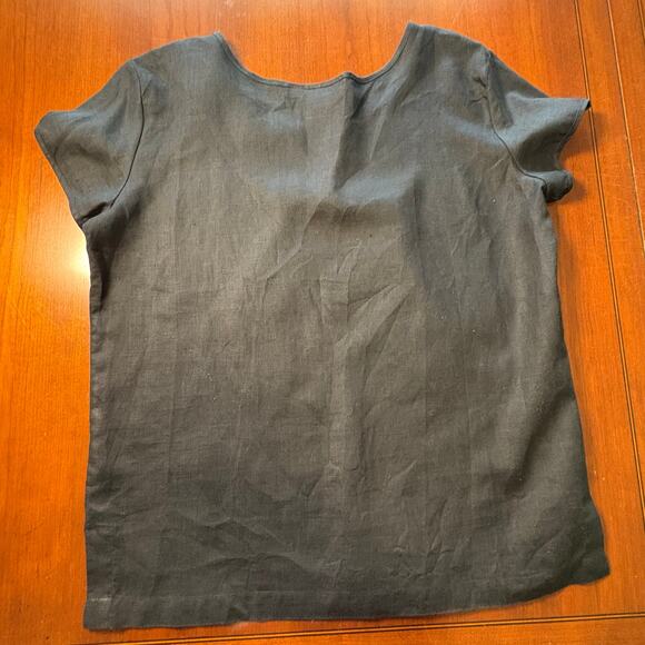 Tweeds Black Linen Top Size Medium - Picture 4 of 5